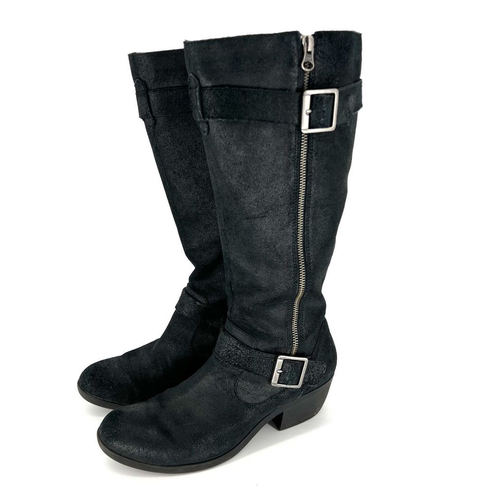 Kork Ease‎ Essie Boots Tall Riding Black Leather Knee High Side Zip Size 8.5